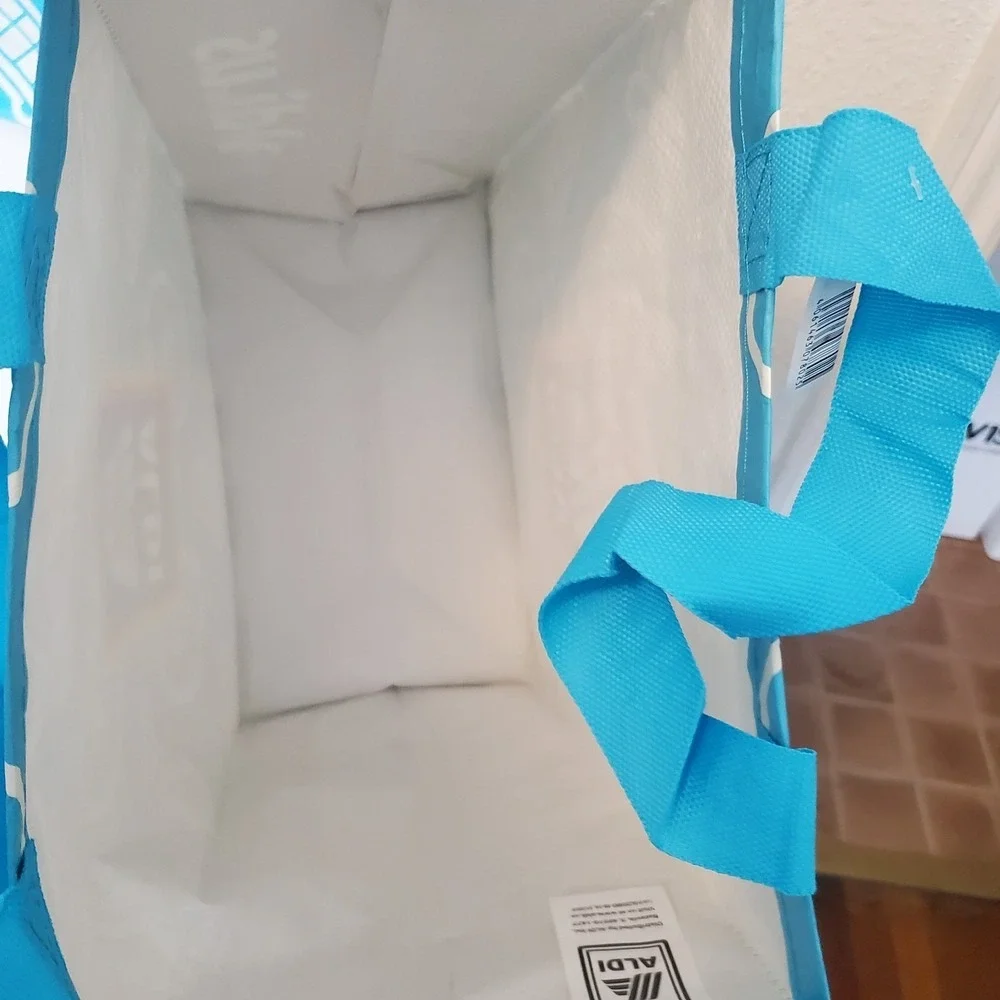 Aldi Reusable Grocery Shopping Bag Set of 4 Blue 25 Cent Cart Logo Totes NEW